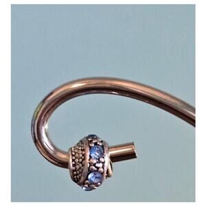 Light  Blue Crystal Diagonal Pattern Silver Spacer Bead